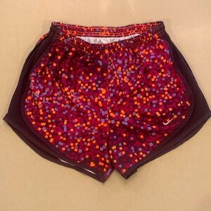 Nike Tempo Womens Athletic ShortsSmall S Lined Maroon Orange Purple Blocks